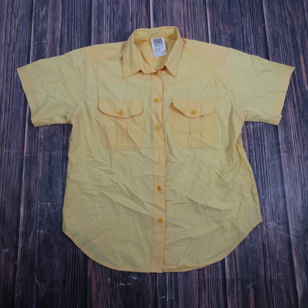 PS Sport Short Sleeve Button Down Women S Yellow Safari Utility Shirt Granny